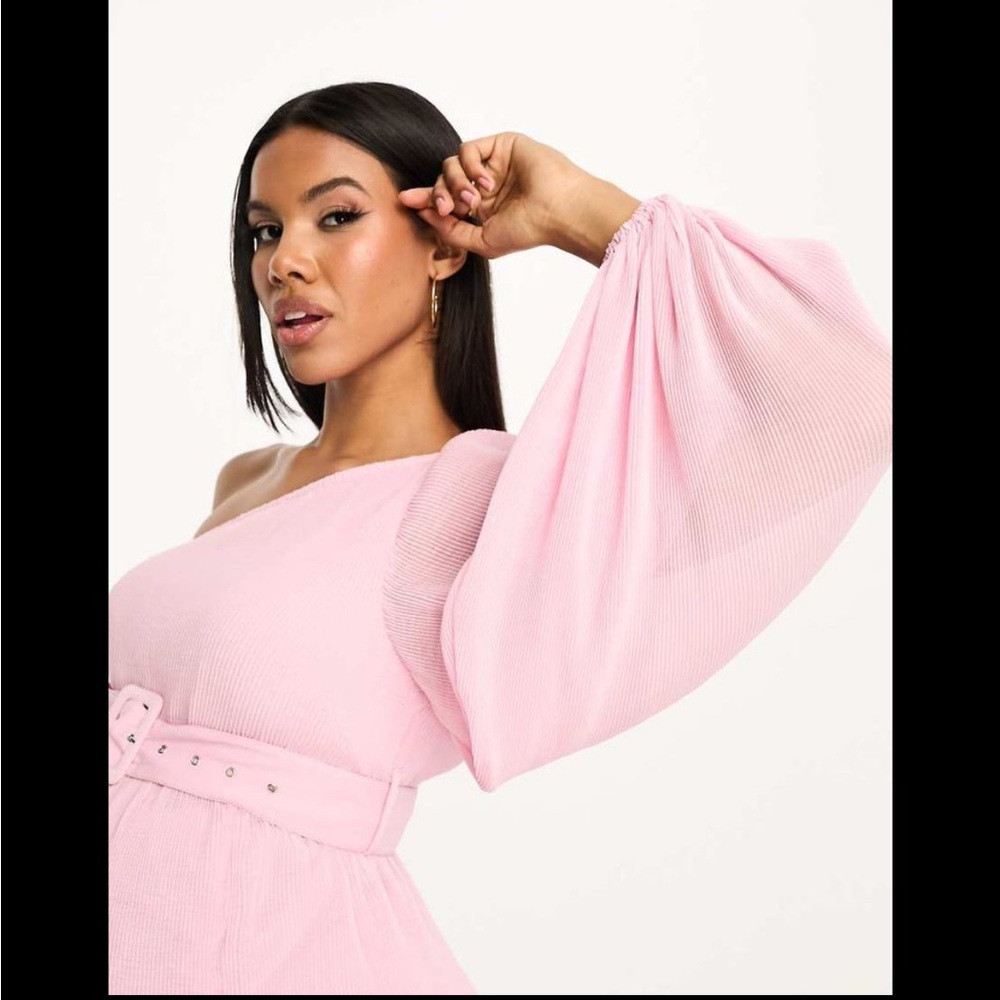 ASOS Maternity One-Shoulder Pink Ribbed Maternity Dress - Picture 6 of 6